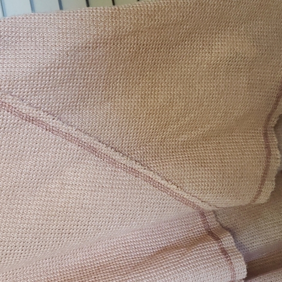 ANTHRO Deletta Oversized Cold Shoulder Waffle Knit Sweater Top, Small, Peach - Picture 5 of 13